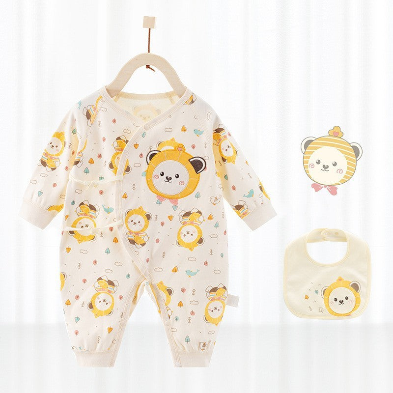 Baby One-Piece Cotton Romper + Matching Bib