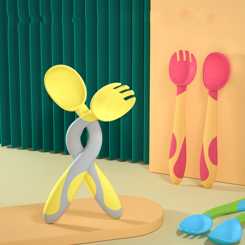 Baby Training Fork & Spoon Set – Easy-Grip, Twist-Safe Learning Tableware