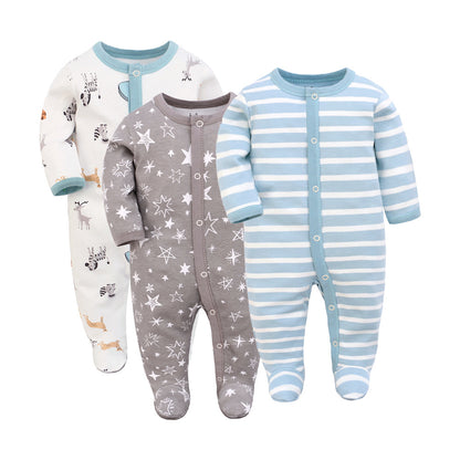 Baby Cotton Long Sleeve Romper 3-Piece Set