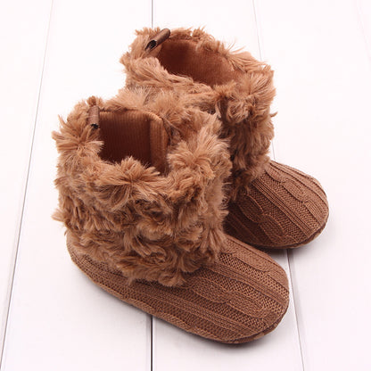 Cozy Knit & Faux Fur Baby Booties