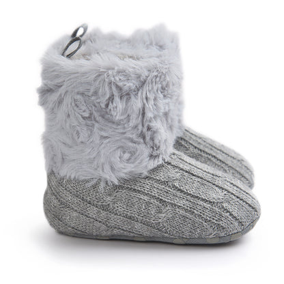 Cozy Knit & Faux Fur Baby Booties