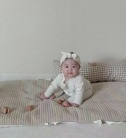 Rectangular Plaid Bear Cotton Soothing Anti-collision Pillow Baby Bed Cover Newborn Cushion