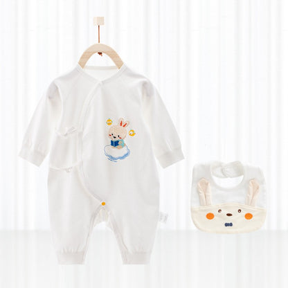 Baby One-Piece Cotton Romper + Matching Bib