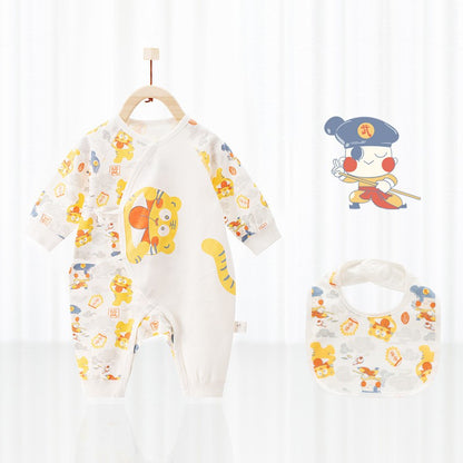 Baby One-Piece Cotton Romper + Matching Bib