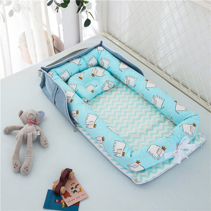 Portable Cotton Baby Crib – Foldable, Cozy & Secure Newborn Sleeping Nest