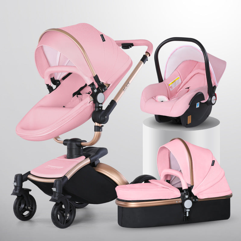 Luxury 360° High-Landscape Baby Stroller – 3-in-1 Foldable Travel System