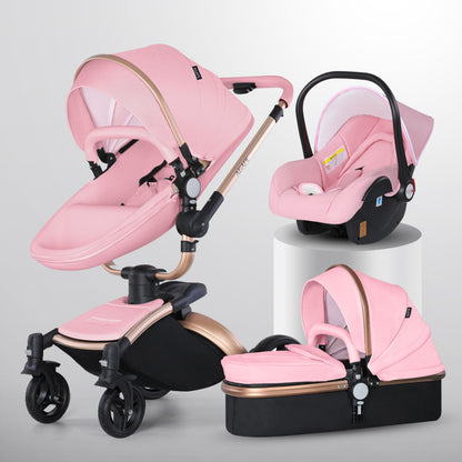 Luxury 360° High-Landscape Baby Stroller – 3-in-1 Foldable Travel System