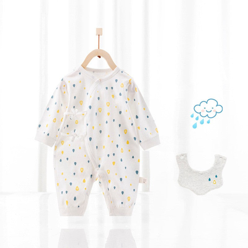 Baby One-Piece Cotton Romper + Matching Bib