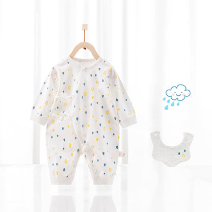 Baby One-Piece Cotton Romper + Matching Bib