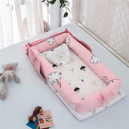 Portable Cotton Baby Crib – Foldable, Cozy & Secure Newborn Sleeping Nest