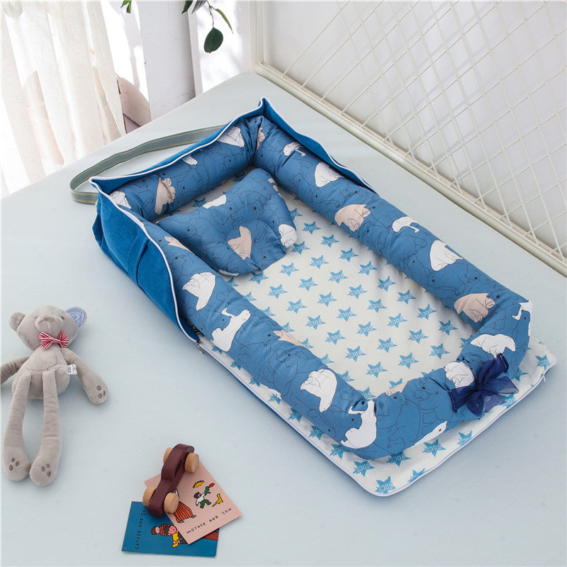 Portable Cotton Baby Crib – Foldable, Cozy & Secure Newborn Sleeping Nest