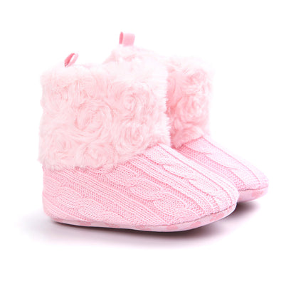 Cozy Knit & Faux Fur Baby Booties