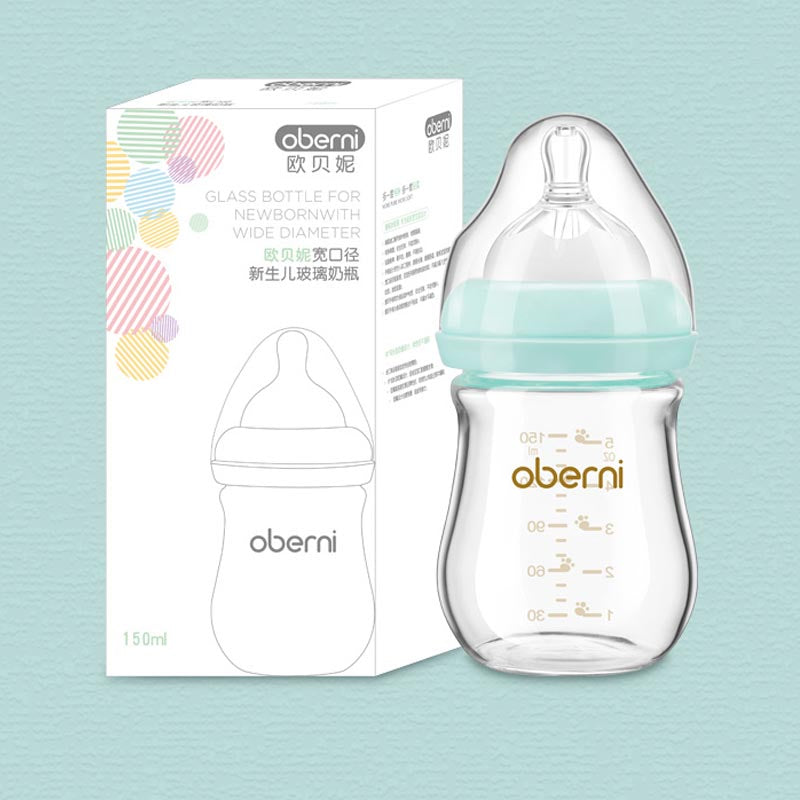Wide-Neck Newborn Glass Feeding Bottle – High Borosilicate, Anti-Colic & Easy to Clean (120–150ml)