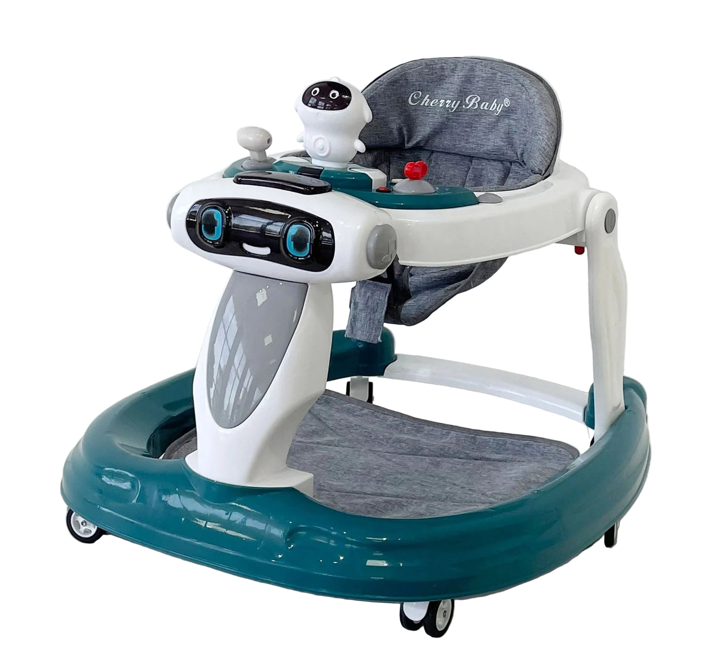 Baby walker with robot design on a white background