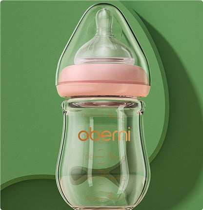 Wide-Neck Newborn Glass Feeding Bottle – High Borosilicate, Anti-Colic & Easy to Clean (120–150ml)