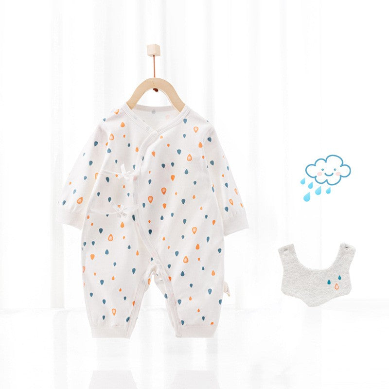 Baby One-Piece Cotton Romper + Matching Bib