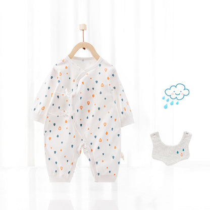 Baby One-Piece Cotton Romper + Matching Bib