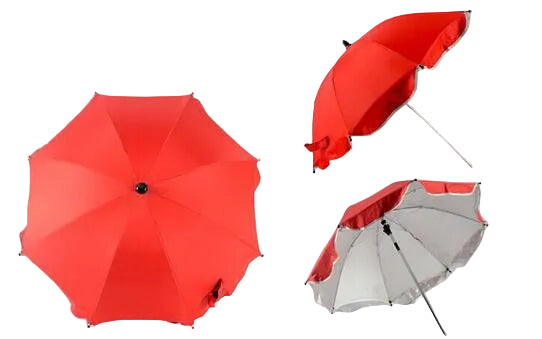 Red and gray umbrellas on a gray background