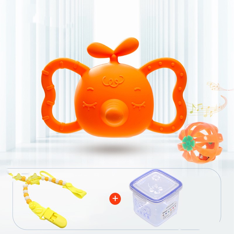 Baby Elephant Silicone Teether & Rattle – Soothing, Safe & Adorable for Little Chewers