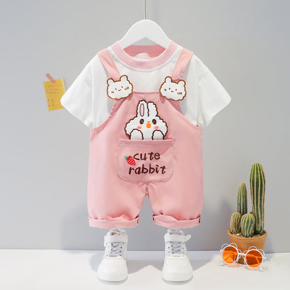Baby Cartoon Summer Overalls Set