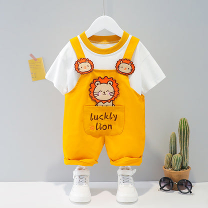Baby Cartoon Summer Overalls Set