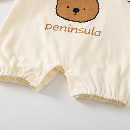 Cartoon Bear Print Baby Short Sleeve Romper