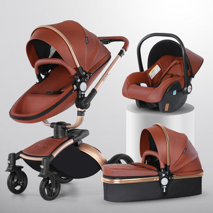 Luxury 360° High-Landscape Baby Stroller – 3-in-1 Foldable Travel System