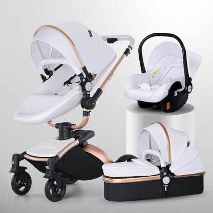 Luxury 360° High-Landscape Baby Stroller – 3-in-1 Foldable Travel System