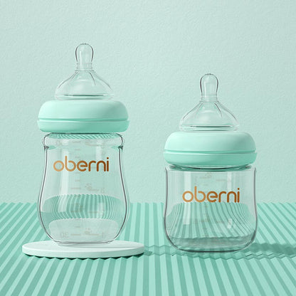 Wide-Neck Newborn Glass Feeding Bottle – High Borosilicate, Anti-Colic & Easy to Clean (120–150ml)