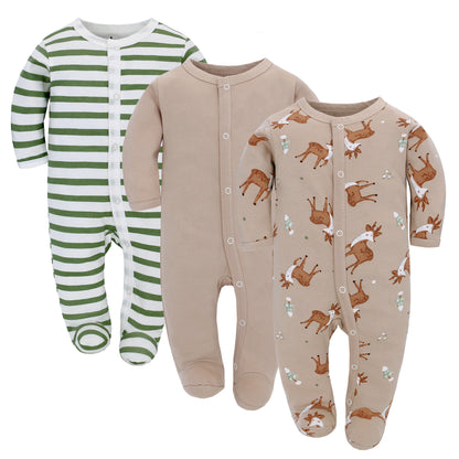 Baby Cotton Long Sleeve Romper 3-Piece Set