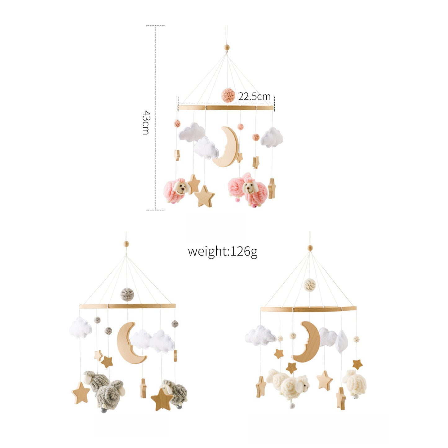 Nordic Style Felt Animal Bed Bell Baby Crib Hand Eye Coordination Hanging Ornament