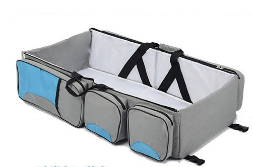 3-in-1 Portable Baby Travel Bed & Multifunction Mommy Bag – Foldable, Spacious & Perfect for On-the-Go Sleeping