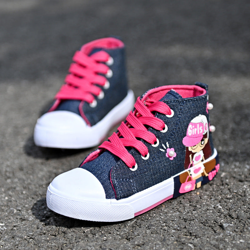 Cute Canvas High-Top Girls’ Sneakers – Fun, Comfy & Perfect for Everyday Adventures