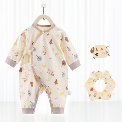 Baby One-Piece Cotton Romper + Matching Bib