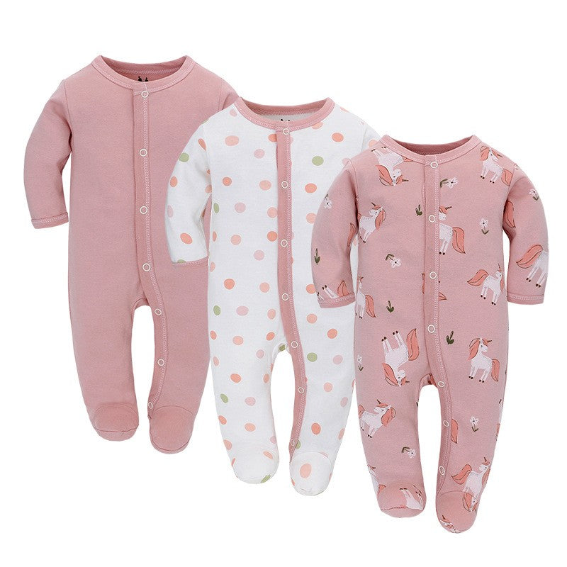 Baby Cotton Long Sleeve Romper 3-Piece Set