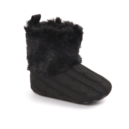 Cozy Knit & Faux Fur Baby Booties