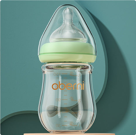 Wide-Neck Newborn Glass Feeding Bottle – High Borosilicate, Anti-Colic & Easy to Clean (120–150ml)