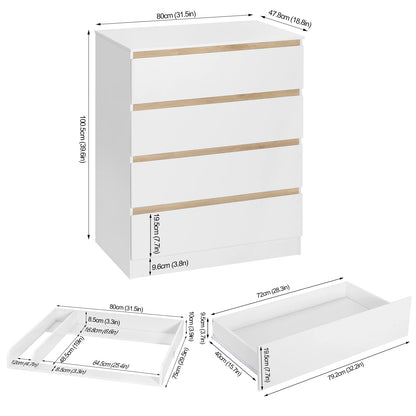WOLTU 1SET White Changing Table with 4 Drawers 80x75x109.2cm Changing Dresser Baby Storage Unit for Children Room