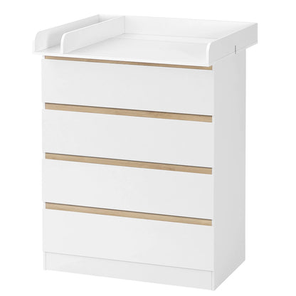 WOLTU 1SET White Changing Table with 4 Drawers 80x75x109.2cm Changing Dresser Baby Storage Unit for Children Room