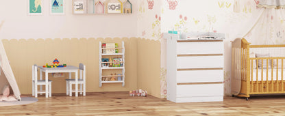 WOLTU 1SET White Changing Table with 4 Drawers 80x75x109.2cm Changing Dresser Baby Storage Unit for Children Room