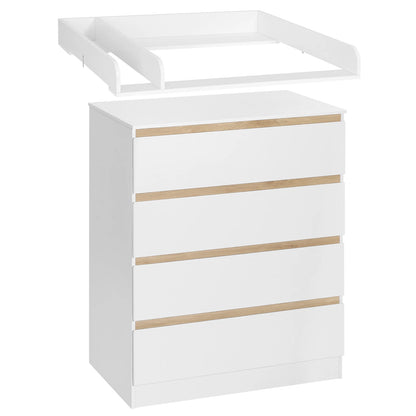 WOLTU 1SET White Changing Table with 4 Drawers 80x75x109.2cm Changing Dresser Baby Storage Unit for Children Room