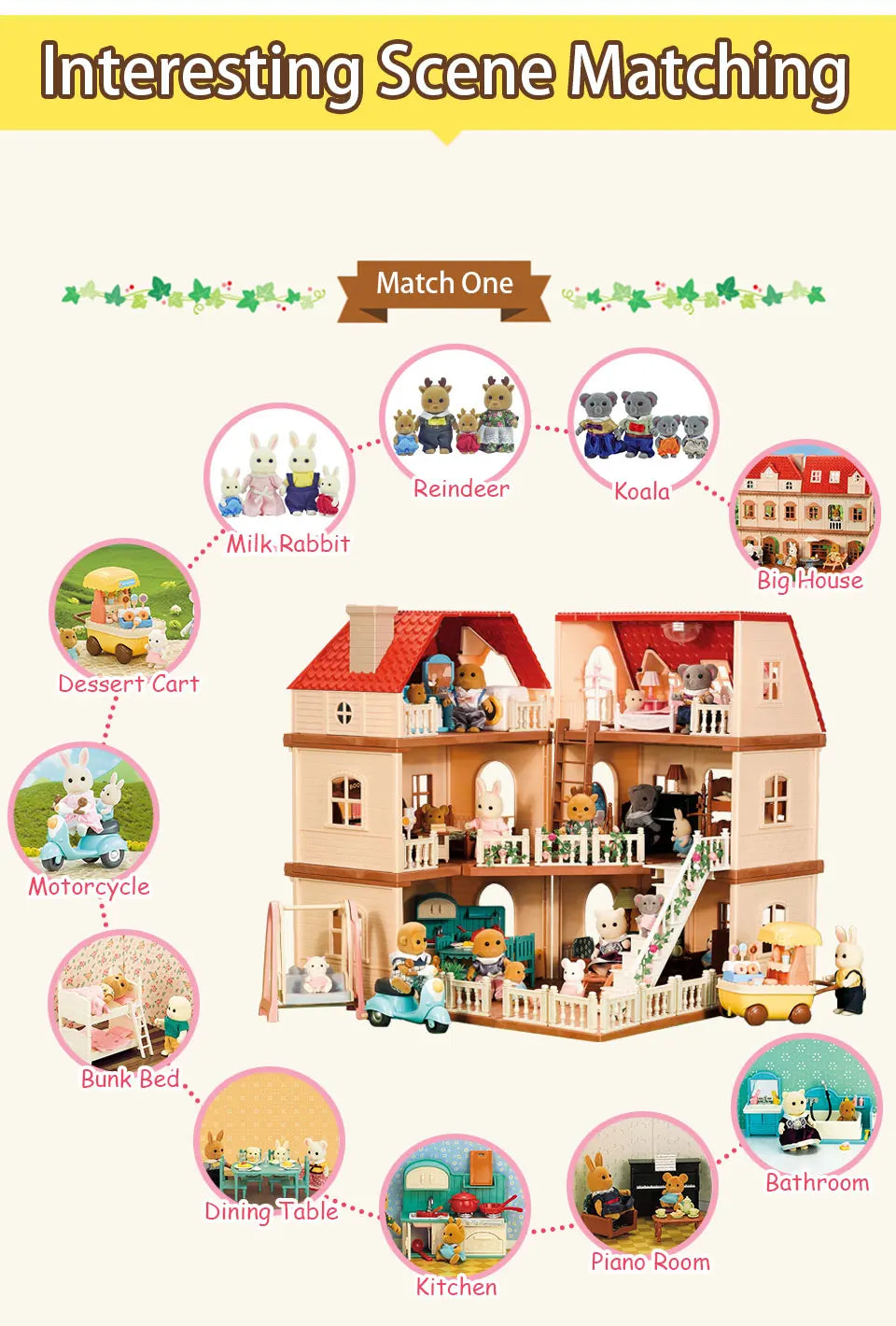 Forest Family Dream Dollhouse Villa – 3-Storey Playset