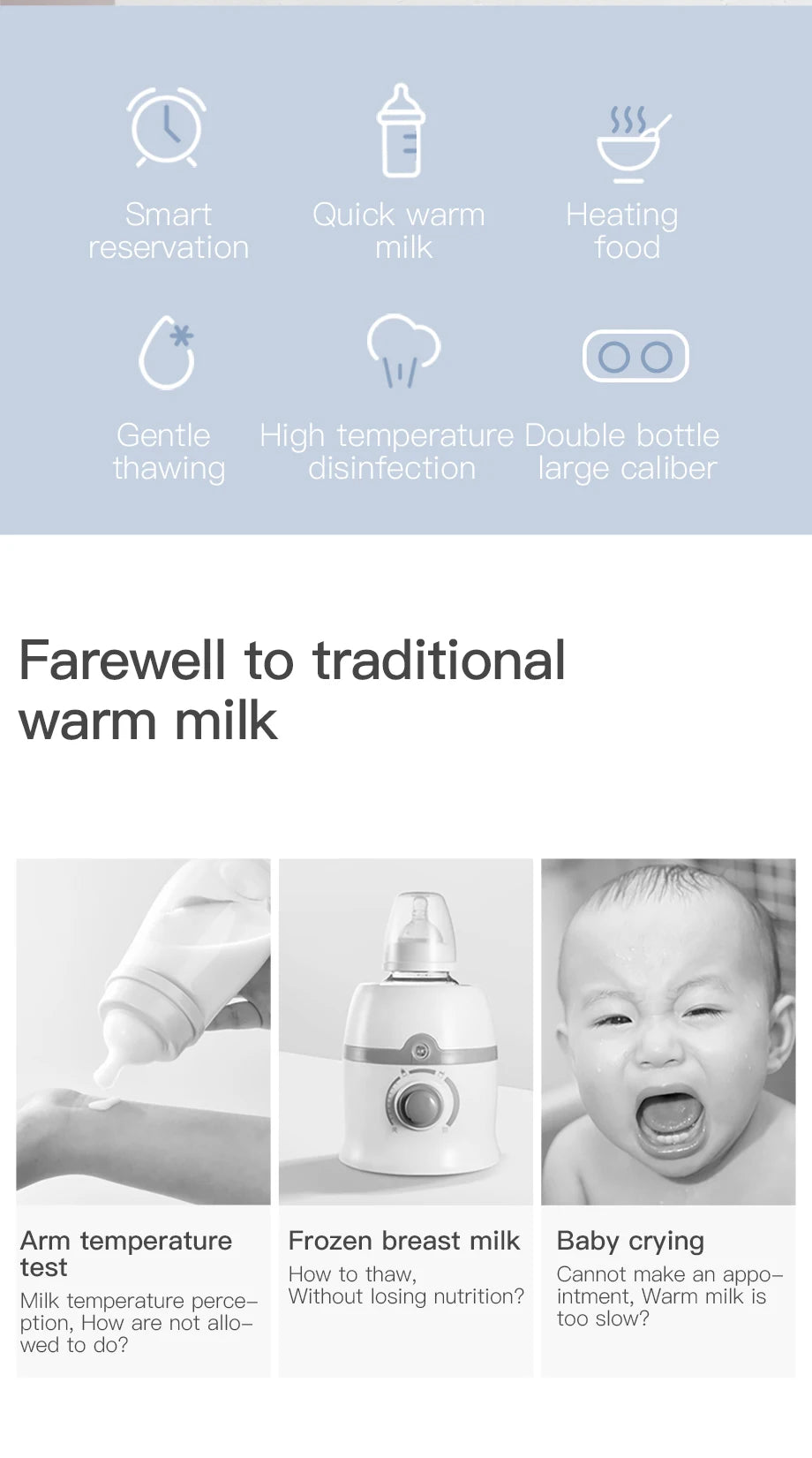 Baby Bottle Warmer & Bottle Sterilizer, Double Bottle Warmer for Breast Milk, LCD Display Accurate Temperature Control
