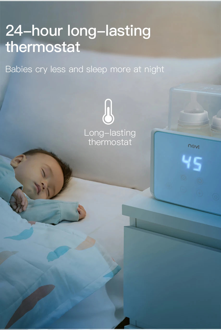 Baby Bottle Warmer & Bottle Sterilizer, Double Bottle Warmer for Breast Milk, LCD Display Accurate Temperature Control