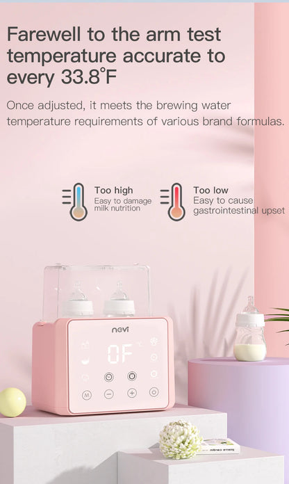 Baby Bottle Warmer & Bottle Sterilizer, Double Bottle Warmer for Breast Milk, LCD Display Accurate Temperature Control