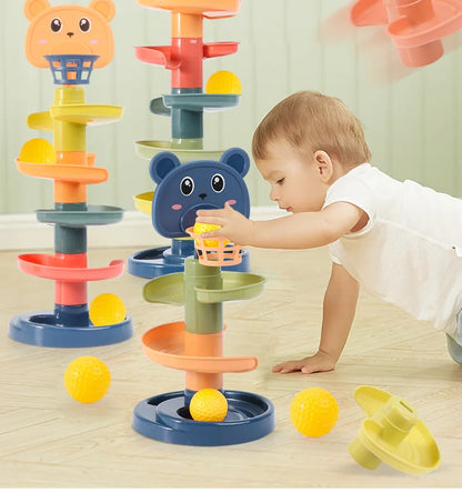 Baby Toys Rolling Ball Pile Tower Early Educational Toy For Babies Rotating Track Educational Baby Gift Stacking Toy ForChildren