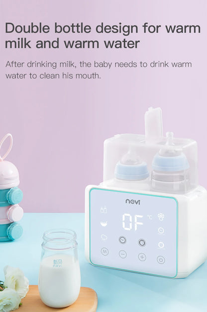 Baby Bottle Warmer & Bottle Sterilizer, Double Bottle Warmer for Breast Milk, LCD Display Accurate Temperature Control