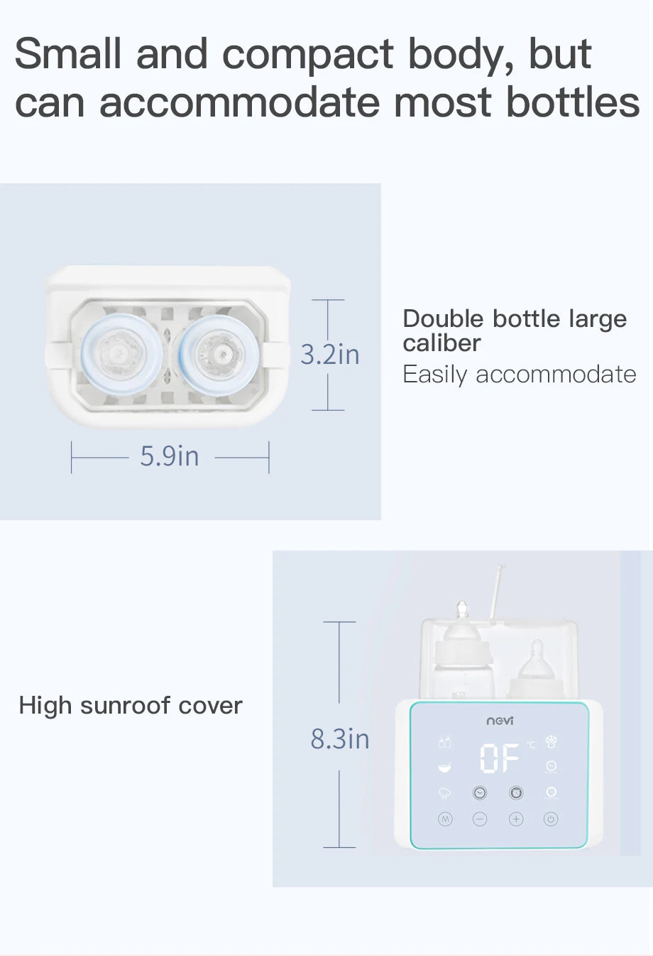 Baby Bottle Warmer & Bottle Sterilizer, Double Bottle Warmer for Breast Milk, LCD Display Accurate Temperature Control