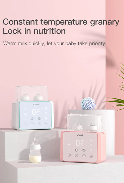 Baby Bottle Warmer & Bottle Sterilizer, Double Bottle Warmer for Breast Milk, LCD Display Accurate Temperature Control