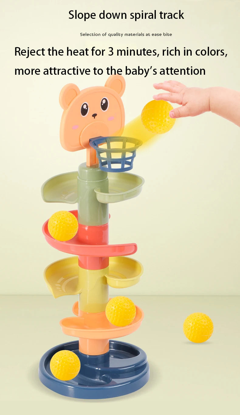 Baby Toys Rolling Ball Pile Tower Early Educational Toy For Babies Rotating Track Educational Baby Gift Stacking Toy ForChildren
